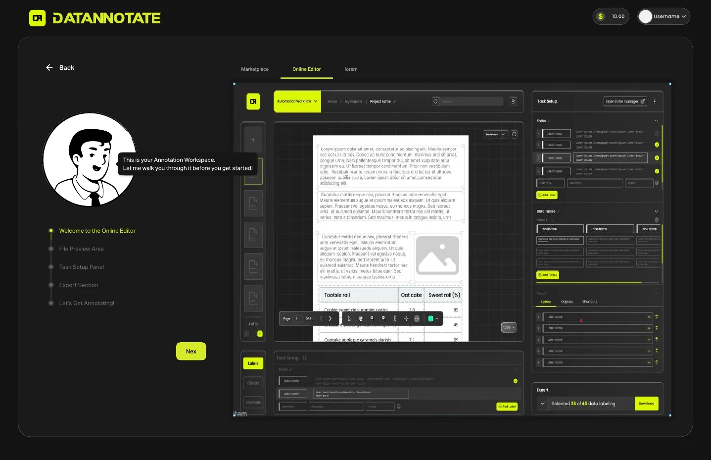 Online annotation editor