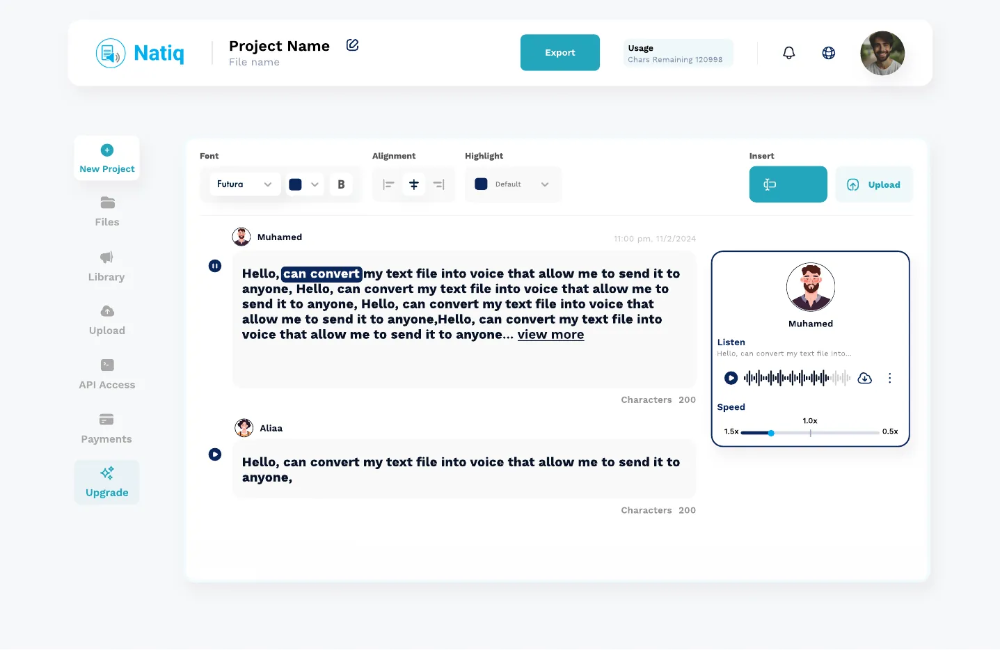 Natiq AI online editor
