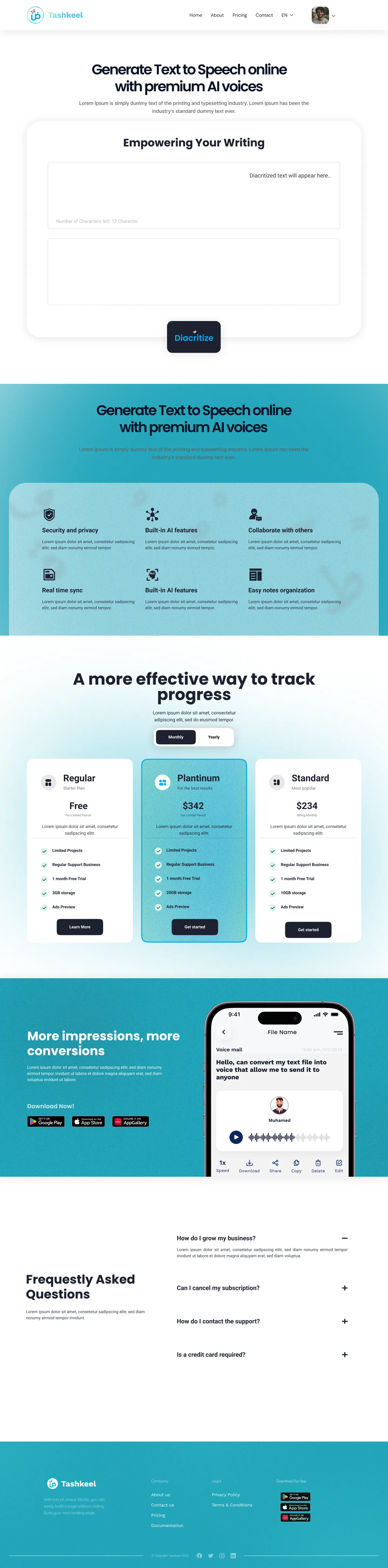 Tashkeel landing page